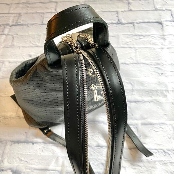 HANDCRAFTED WOVEN REAL LEATHER BACKPACK NWOT - Picture 4 of 10